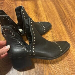 Steve Madden Black Ankle Booties with Silver Studs